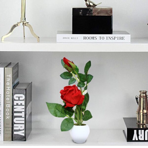 Graceful DWELLINGS Artificial Rose Flower Set of 1 Roses with Pot (Natural Looking), Plastic UOD 37 - Image 2