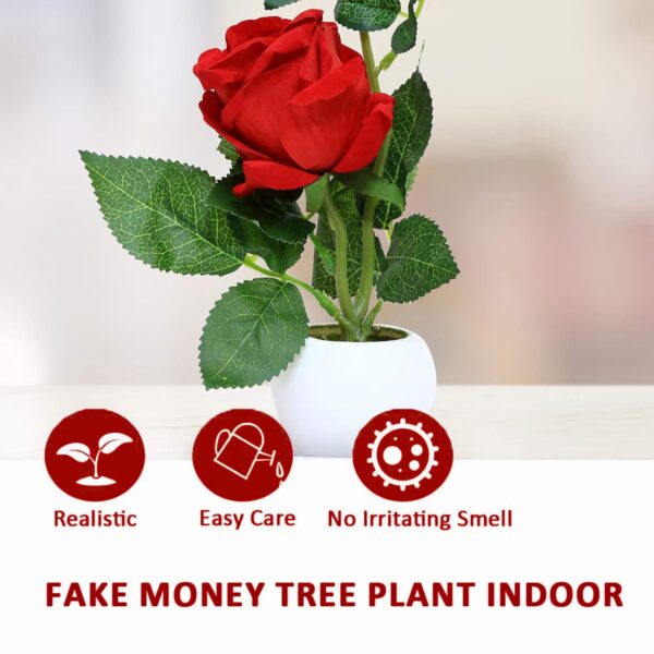 Graceful DWELLINGS Artificial Rose Flower Set of 1 Roses with Pot (Natural Looking), Plastic UOD 37 - Image 4