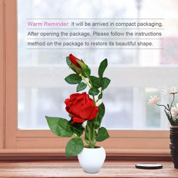 Graceful DWELLINGS Artificial Rose Flower Set of 1 Roses with Pot (Natural Looking), Plastic UOD 37 - Image 3
