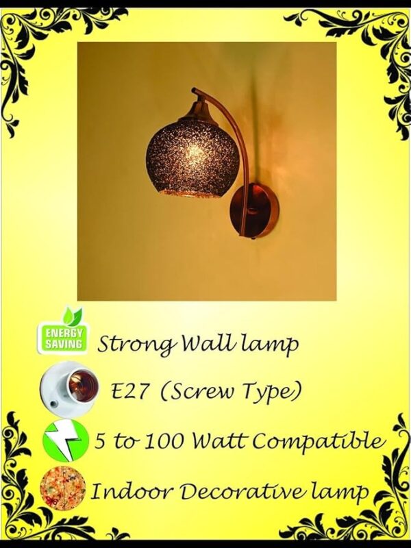 Attractive Dazzling Metal and Glass Wall Lamp/Night Lamp, Black, 15 x 15 x 19.5 CM- O215 - Image 5