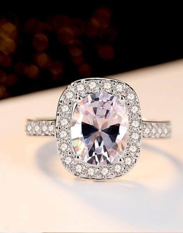 Jewellery Stylish Silver Plated Solitaire Crystal Ring for Women and Girls - Image 3