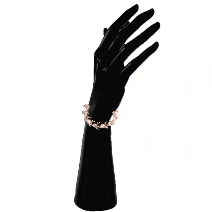 Valentine Gift Rose Gold Plated Jewellery Combo Of 5 Adjustable Chain Bangle Bracelet Emblished With White Crystal Elements Fitted for Girls & Women CO1000280 (Pink) - Image 7