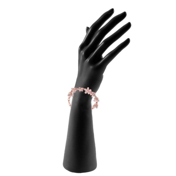 Valentine Gift Rose Gold Plated Jewellery Combo Of 5 Adjustable Chain Bangle Bracelet Emblished With White Crystal Elements Fitted for Girls & Women CO1000280 (Pink) - Image 2