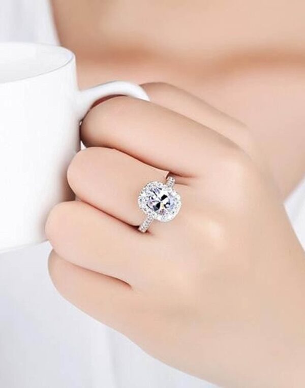 Jewellery Stylish Silver Plated Solitaire Crystal Ring for Women and Girls - Image 2
