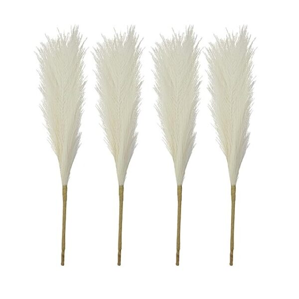 TIED RIBBONS Silk 4 Pcs Decorative Fluffy Pampas Grass Artificial Flowers For Vase(Off White,45.7 Cm)Decoration Items For Home Decor Farmhouse Bedroom Living Room Table Corner Wedding Birthday Party - Image 5
