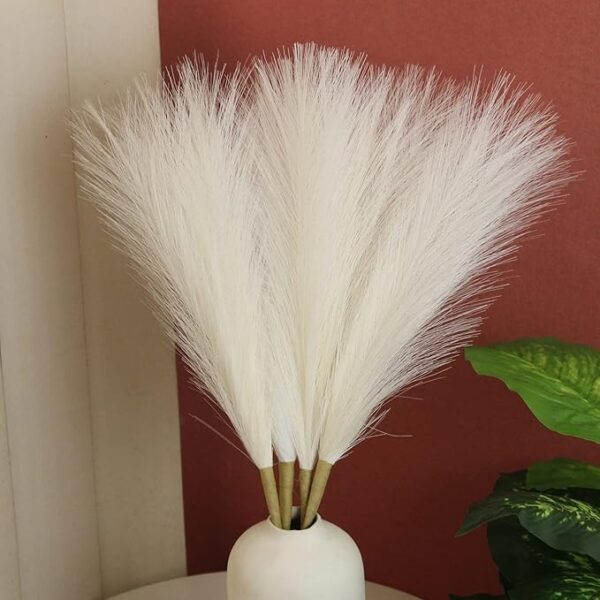 TIED RIBBONS Silk 4 Pcs Decorative Fluffy Pampas Grass Artificial Flowers For Vase(Off White,45.7 Cm)Decoration Items For Home Decor Farmhouse Bedroom Living Room Table Corner Wedding Birthday Party - Image 2