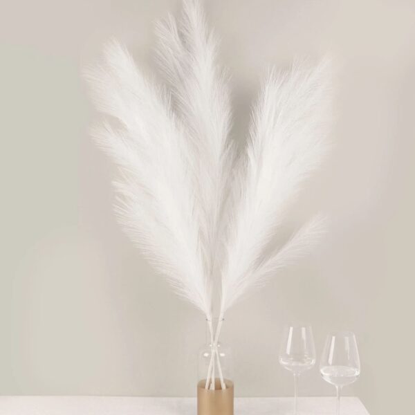 TIED RIBBONS Silk 4 Pcs Decorative Fluffy Pampas Grass Artificial Flowers For Vase(Off White,45.7 Cm)Decoration Items For Home Decor Farmhouse Bedroom Living Room Table Corner Wedding Birthday Party - Image 4