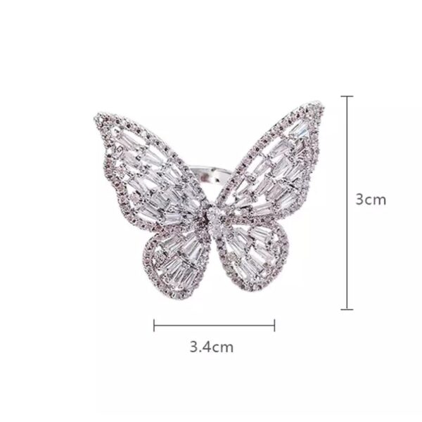 Women's Jewellery Butterfly Ring - Stainless Steel Silver AD Studded Adjustable Ring for Girls - Image 4
