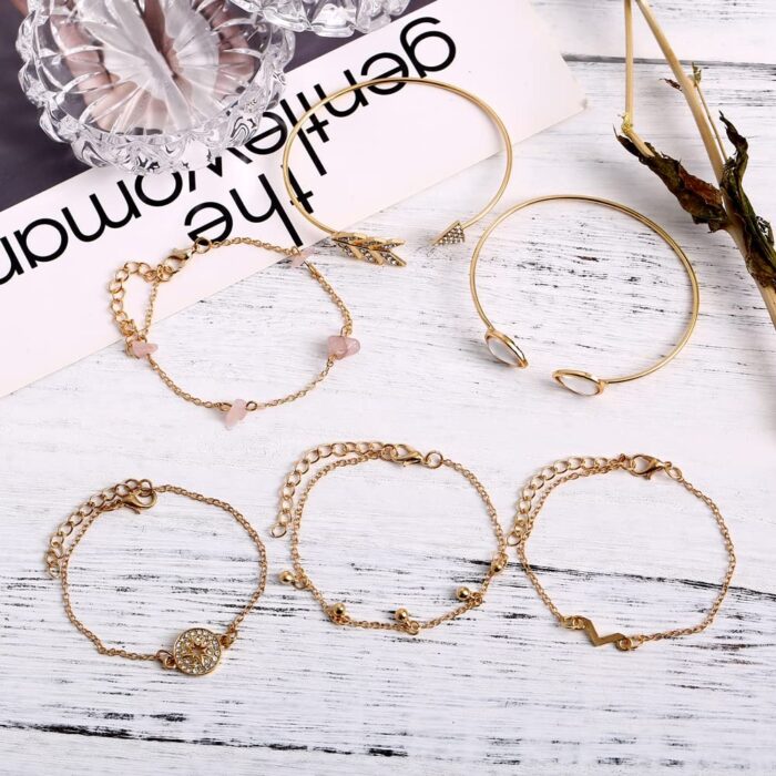 Fashion Latest Stylish Multilayer Gold Plated Bangle Bracelet for Women and Girls Set of 6 - Image 5