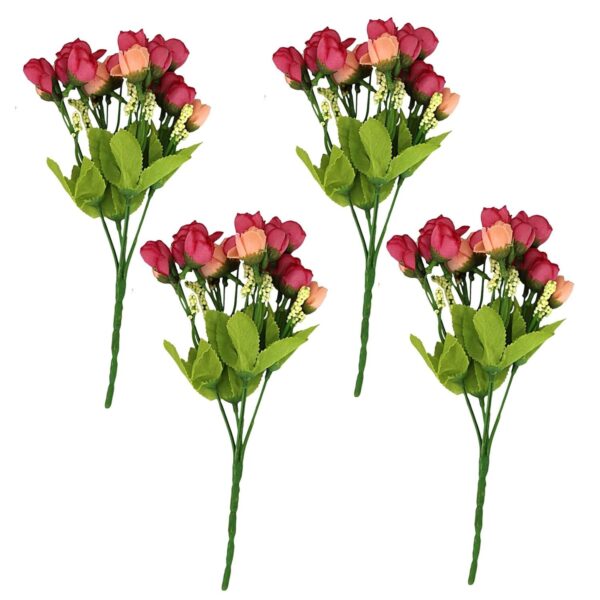 TIED RIBBONS Set of 2 Mini Artificial Peony Flower Bunches Small (Pink) for Vase Pot Living Room Indoor Table Centerpiece Home Décor Wedding Decoration Party Events Gift, Polyester - Image 4