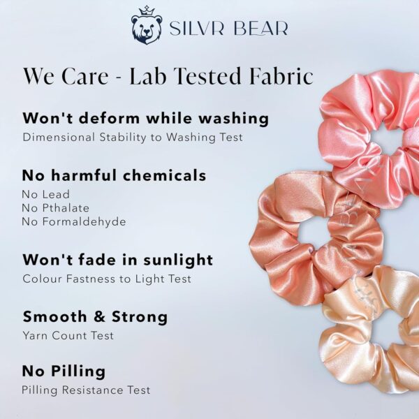 Silvr Bear Luxury Satin Scrunchies Set for Women, Girls | Anti-Hair-Breakage Hair Ties - Image 3