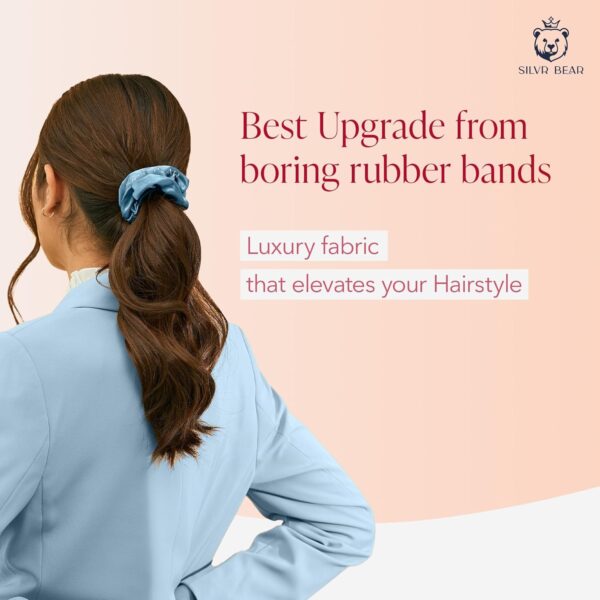 Silvr Bear Luxury Satin Scrunchies Set for Women, Girls | Anti-Hair-Breakage Hair Ties - Image 4