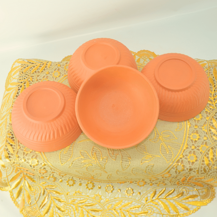Terracotta Clay Serving Bowls, Set of 6, Traditional Design, Orange