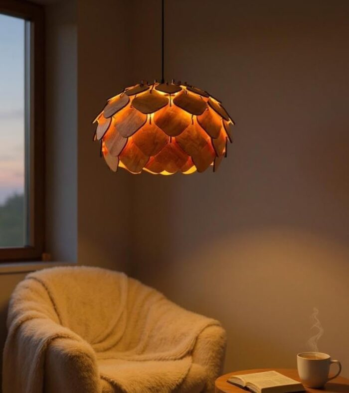 WOODIOGRAPHY Wooden Ceiling lamp Pendant lamp for Decoration of Home-Corded Electric - Image 2