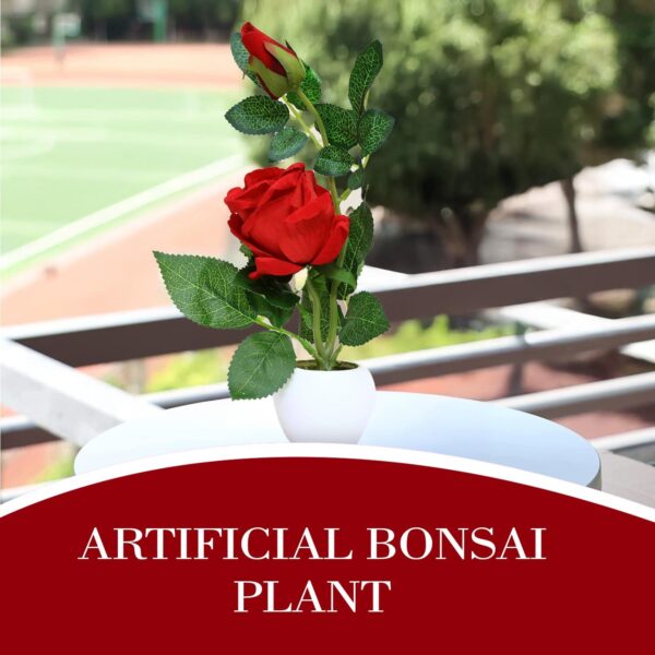 Graceful DWELLINGS Artificial Rose Flower Set of 1 Roses with Pot (Natural Looking), Plastic UOD 37 - Image 6