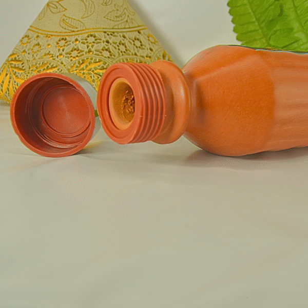 Handcrafted Terracotta Water Bottle with Artistic Design, Steel Lid, Traditional Clay Cooling - Image 2