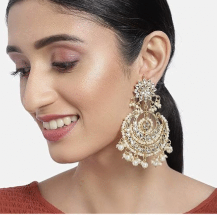 I Jewels 18K Gold Plated Alloy Kundan Stones Earrings For Women